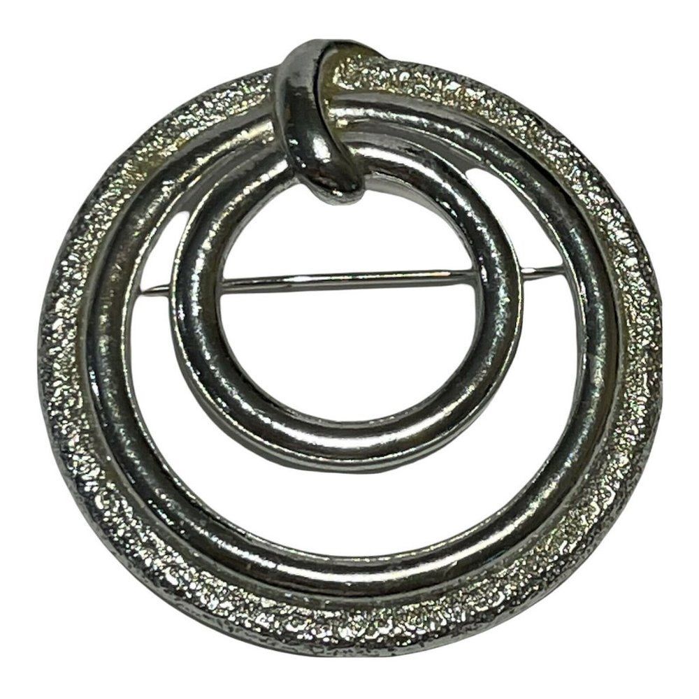 Vtg silver tone sarah coventry round circle pin brooch